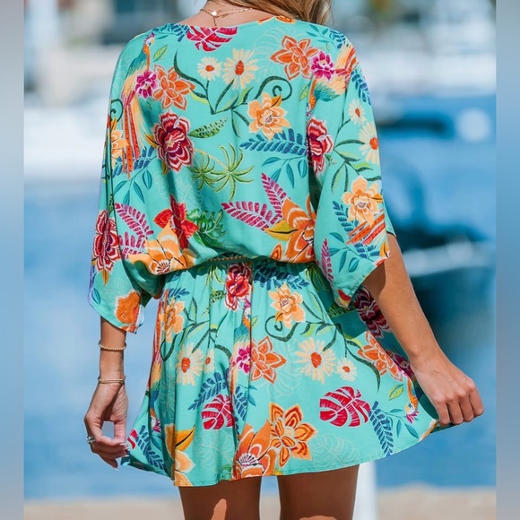 Cupshe Tropical Dolman Sleeve Casual Mini Dress - Picture 2 of 9